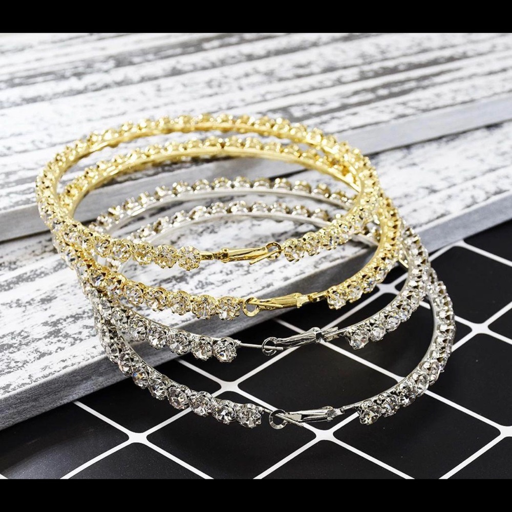 Gaint gold crystal hoops
